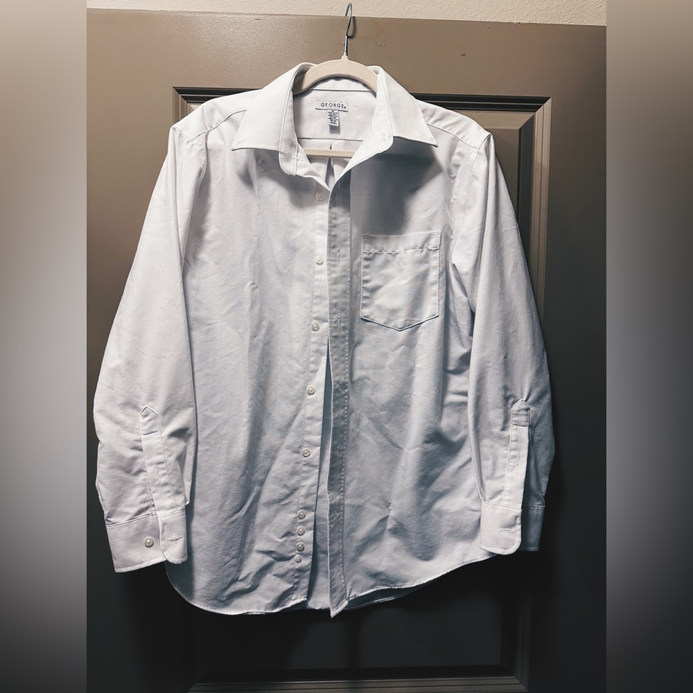 M George White Long Sleeved Button Down Shirt